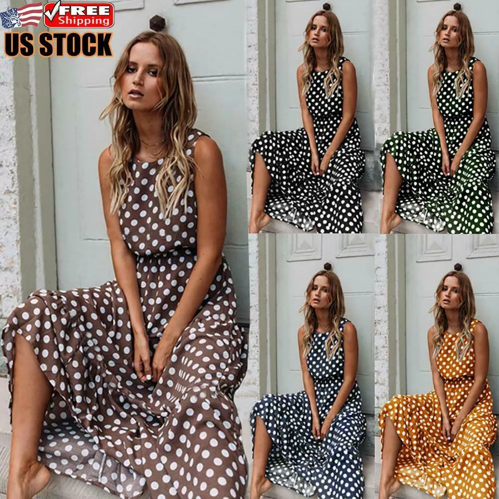 Summer Polka Dot Maxi Dress