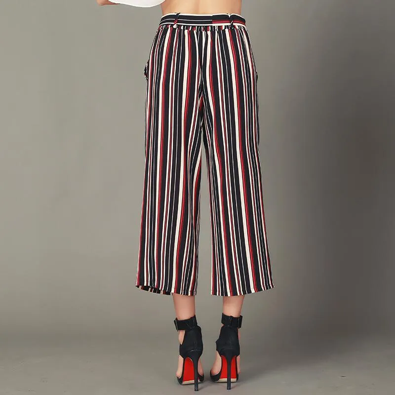 Summer Wide Leg Stripes Loose Strap Pants