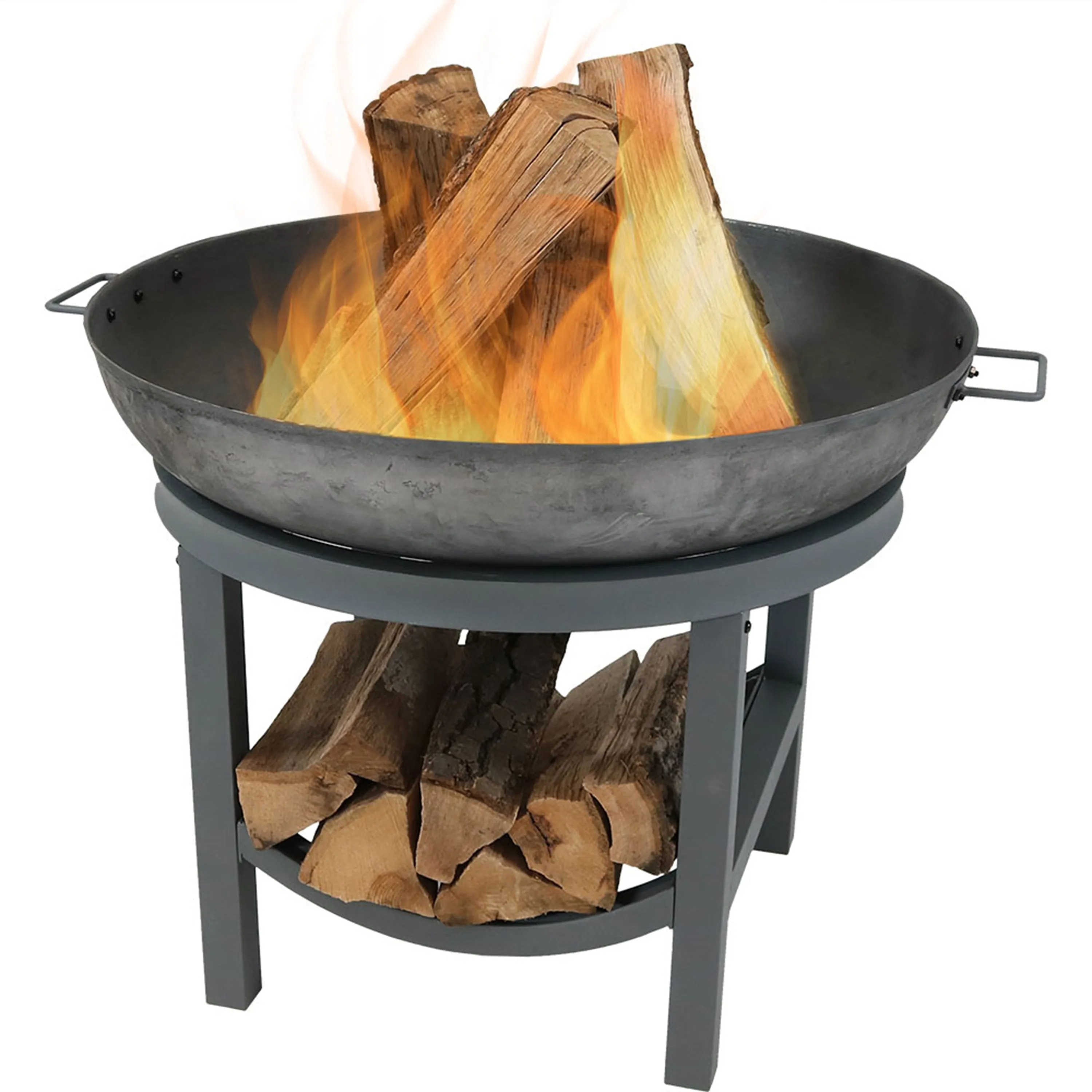 Sunnydaze 30" Cast Iron Fire Pit with Built-In Log Rack