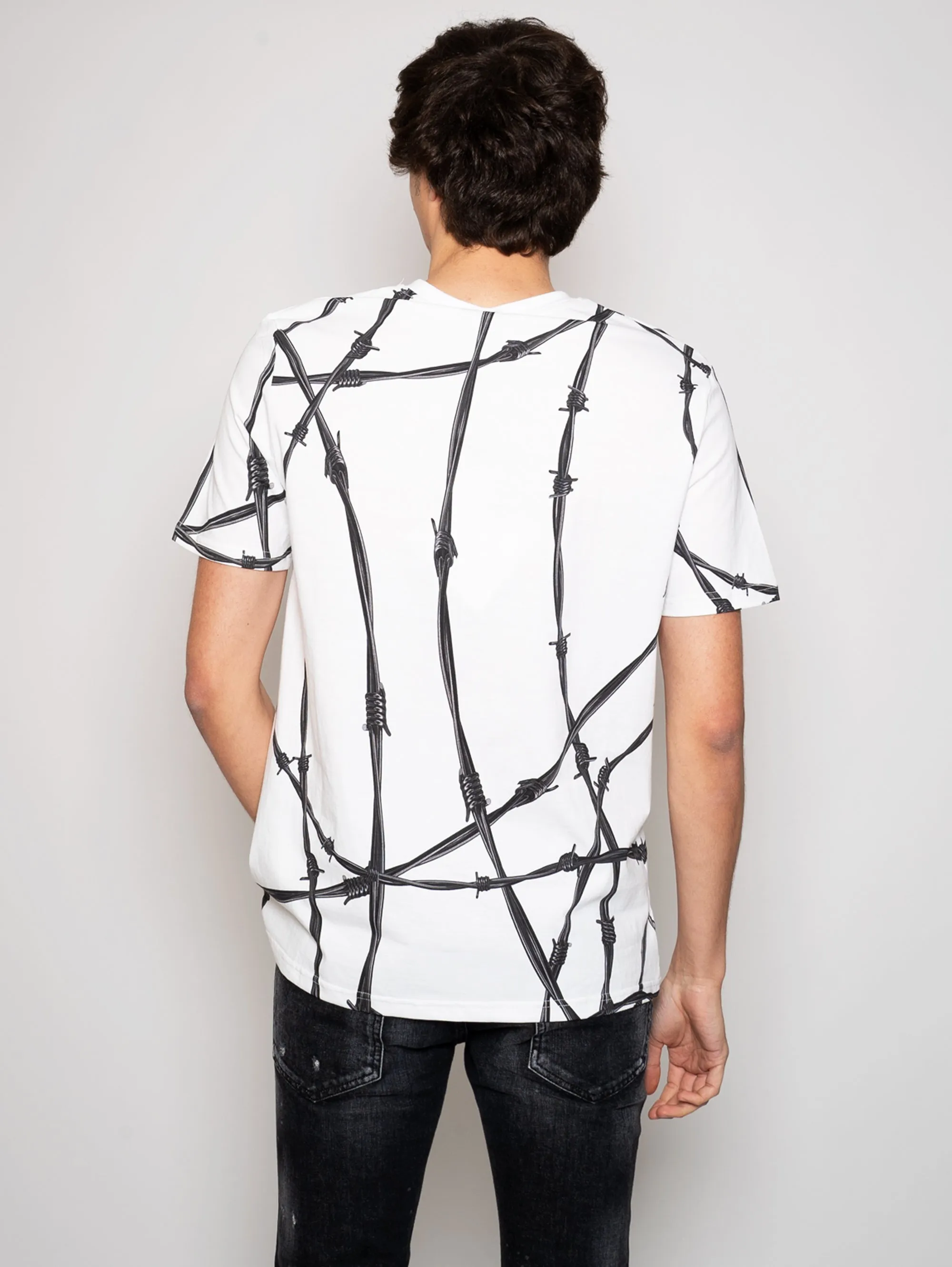 T-shirt con Stampa All Over Bianco/Nero