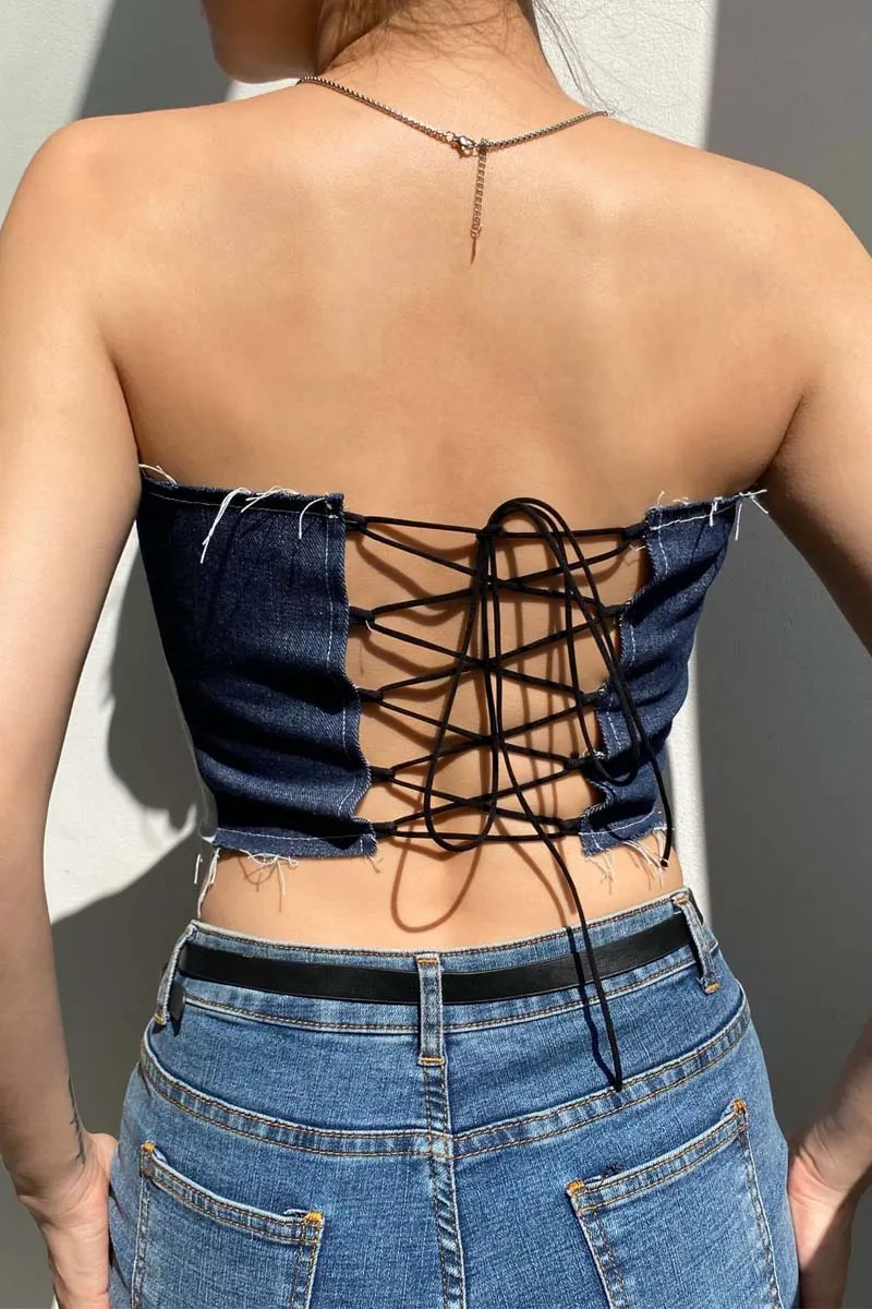 TC825 Denim Bustier Tube Top