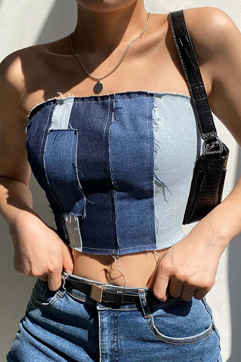 TC825 Denim Bustier Tube Top