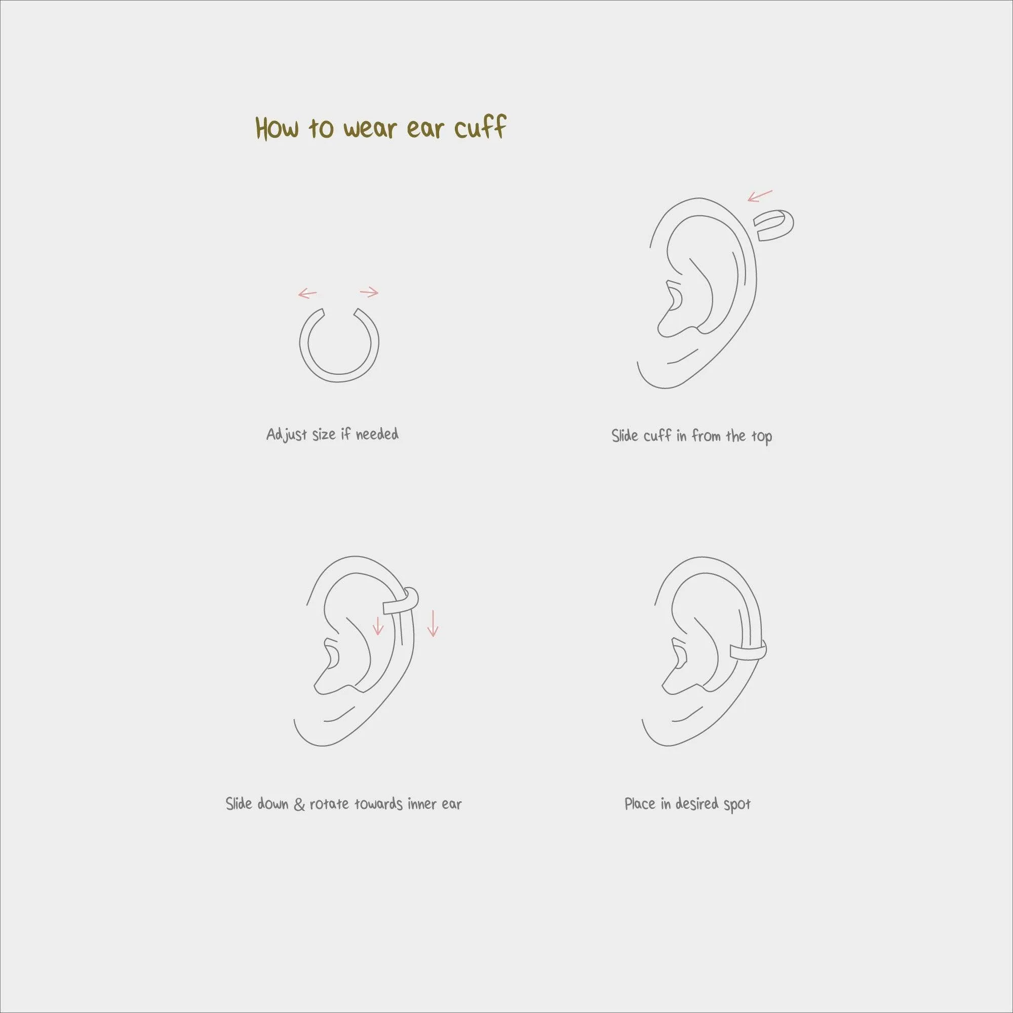 Textured Thick Ear Cuff, Curved Design, Earring No Piercing is Needed, Gold, Silver SHEMISLI SF013