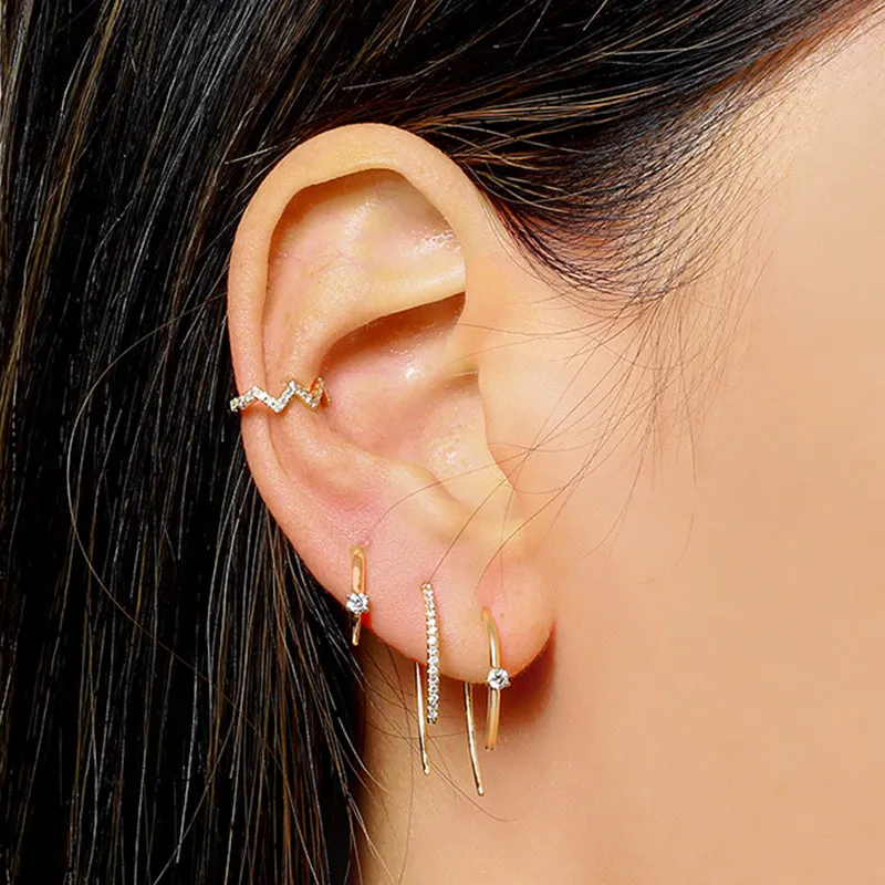 Threader Hook Loop Lobe Earrings