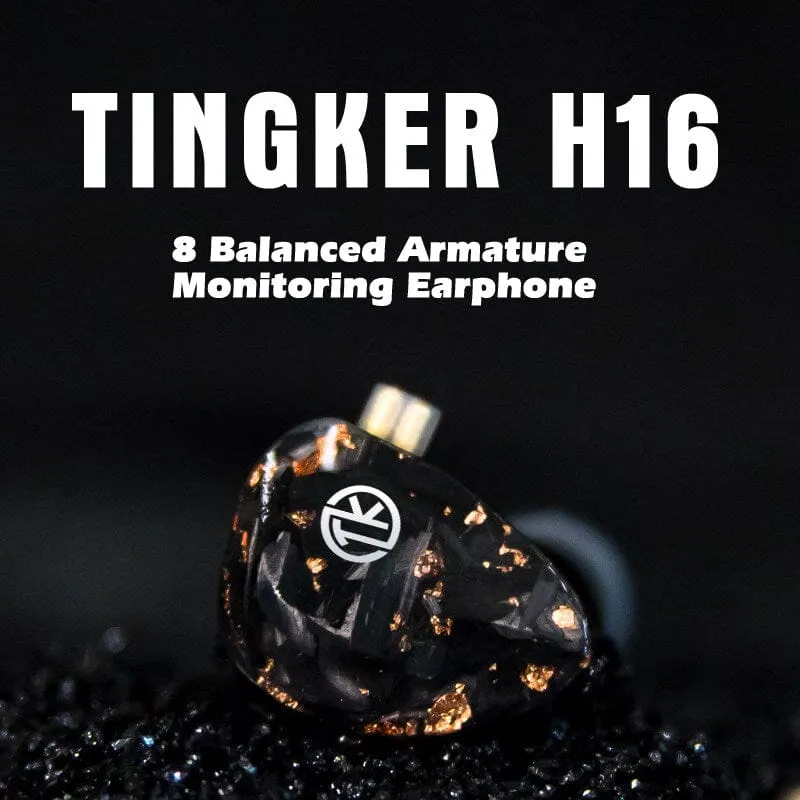 Tingker H16 8BA Monitoring Earphone Interchangeable Cable In-Ear IEMs