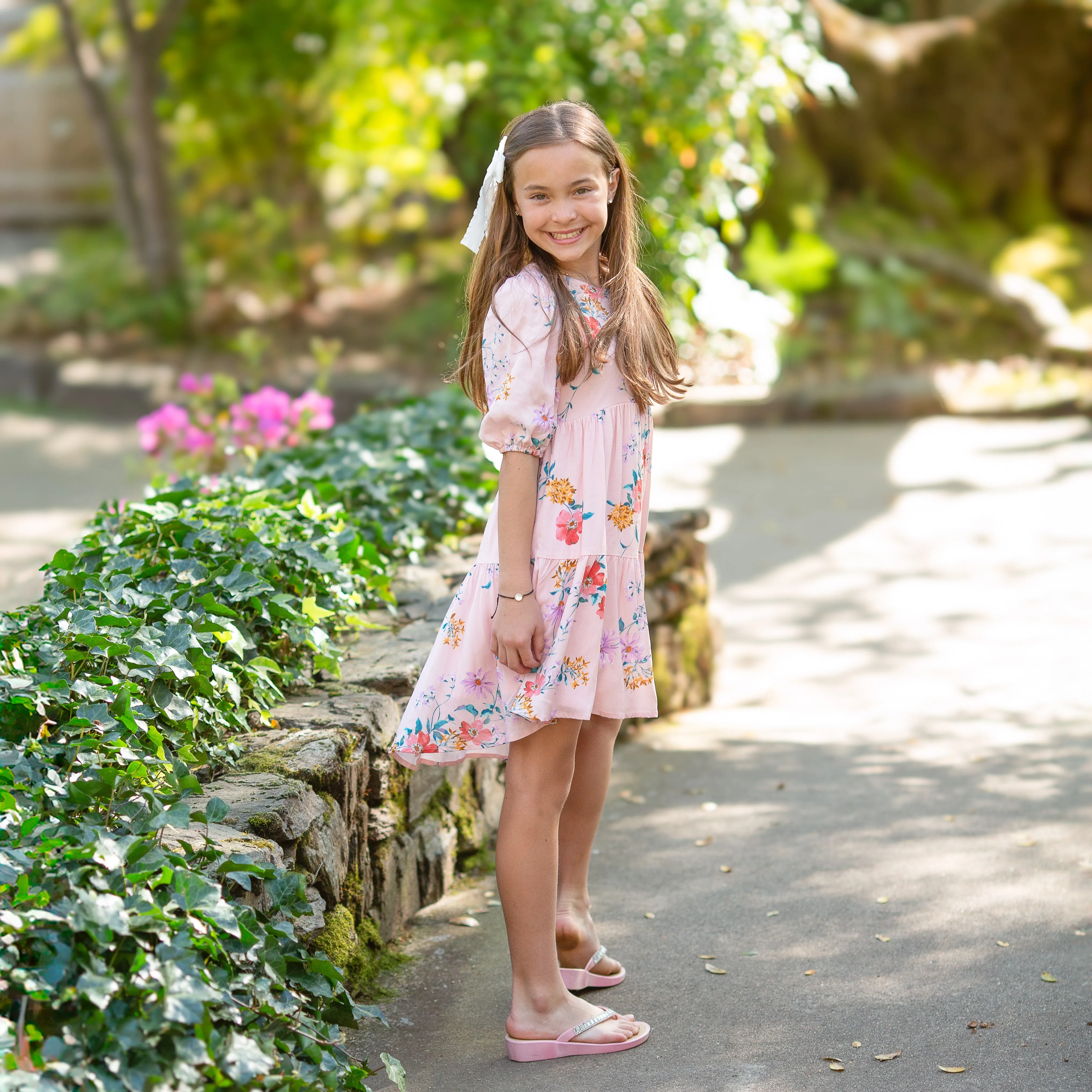Tween Floral Tiered Babydoll Dress
