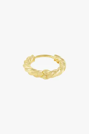 Twisted croissant hoop earring gold plated 13mm