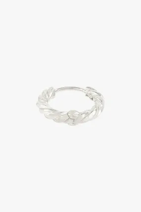 Twisted croissant hoop earring silver 13mm