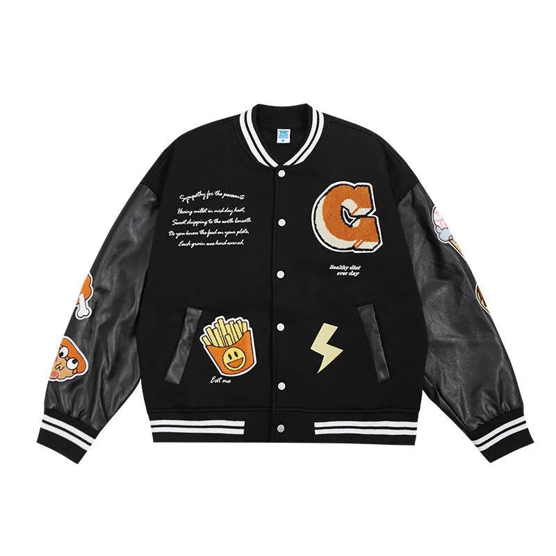Varsity Bomber Jacket Autumn and Winter Baseball Uniform Towel Embroidery Velvet Thick Jacket Jacket for Men