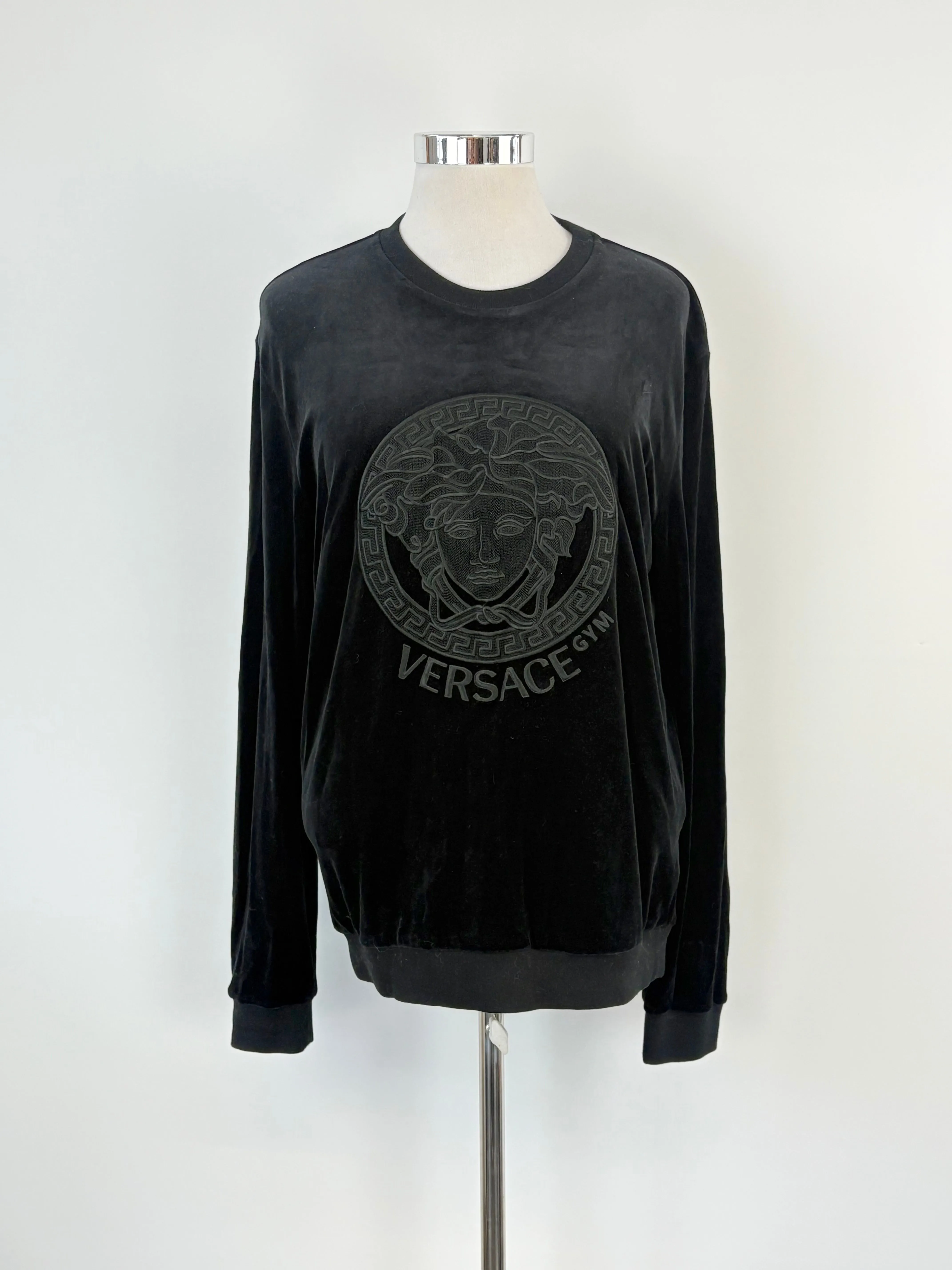 Versace Underwear Black Velour Medusa 'Gym' Crewneck - M
