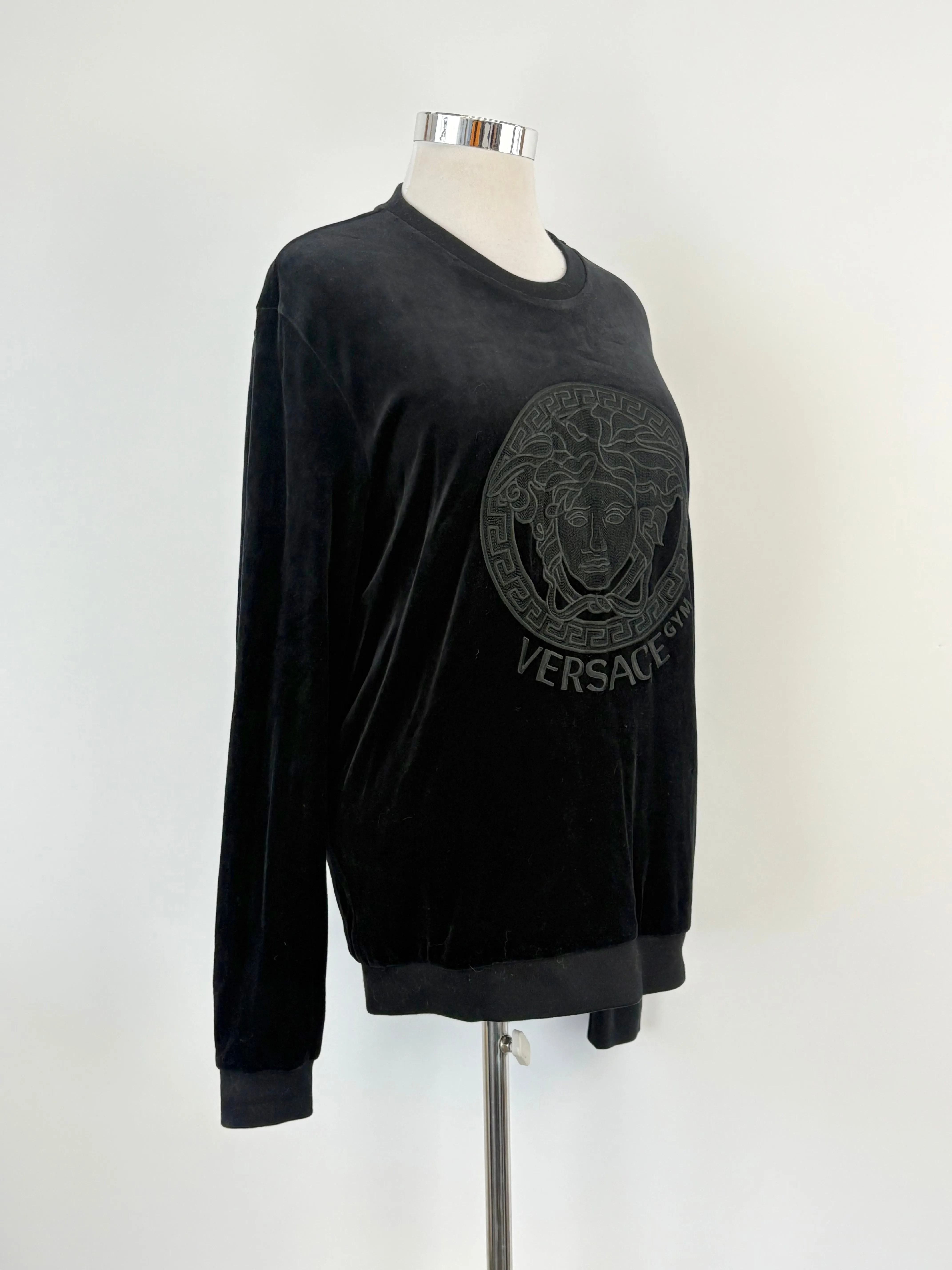 Versace Underwear Black Velour Medusa 'Gym' Crewneck - M