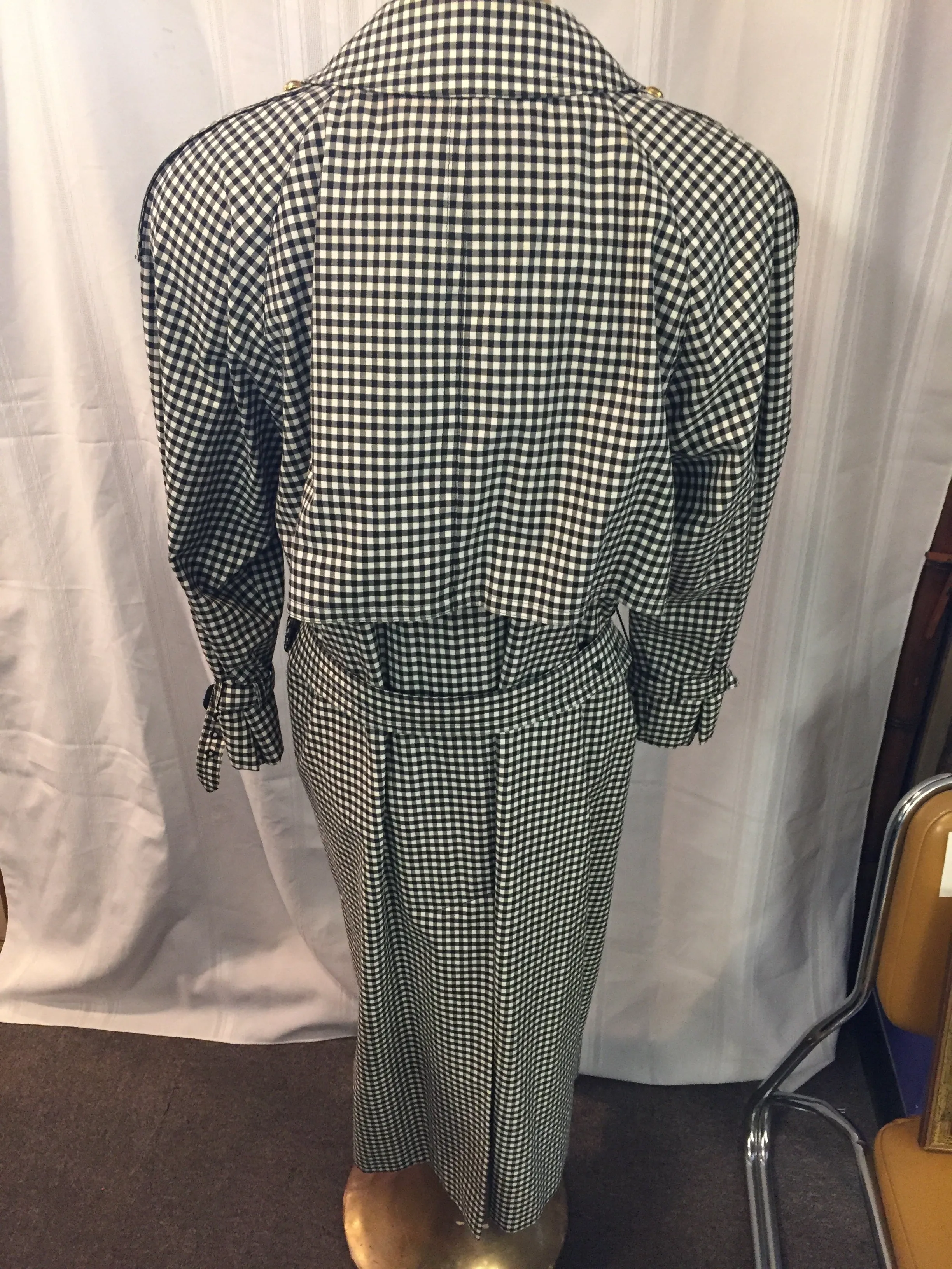 Vintage 1980's Aquascutum Of London Black & White Checkered Ladies Water Proof