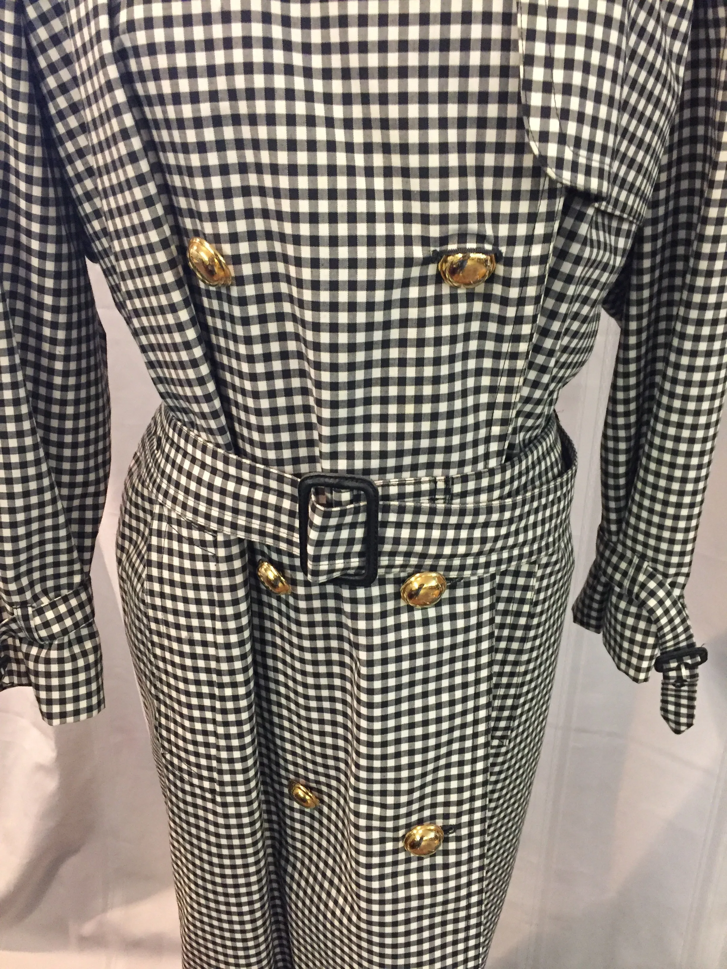Vintage 1980's Aquascutum Of London Black & White Checkered Ladies Water Proof