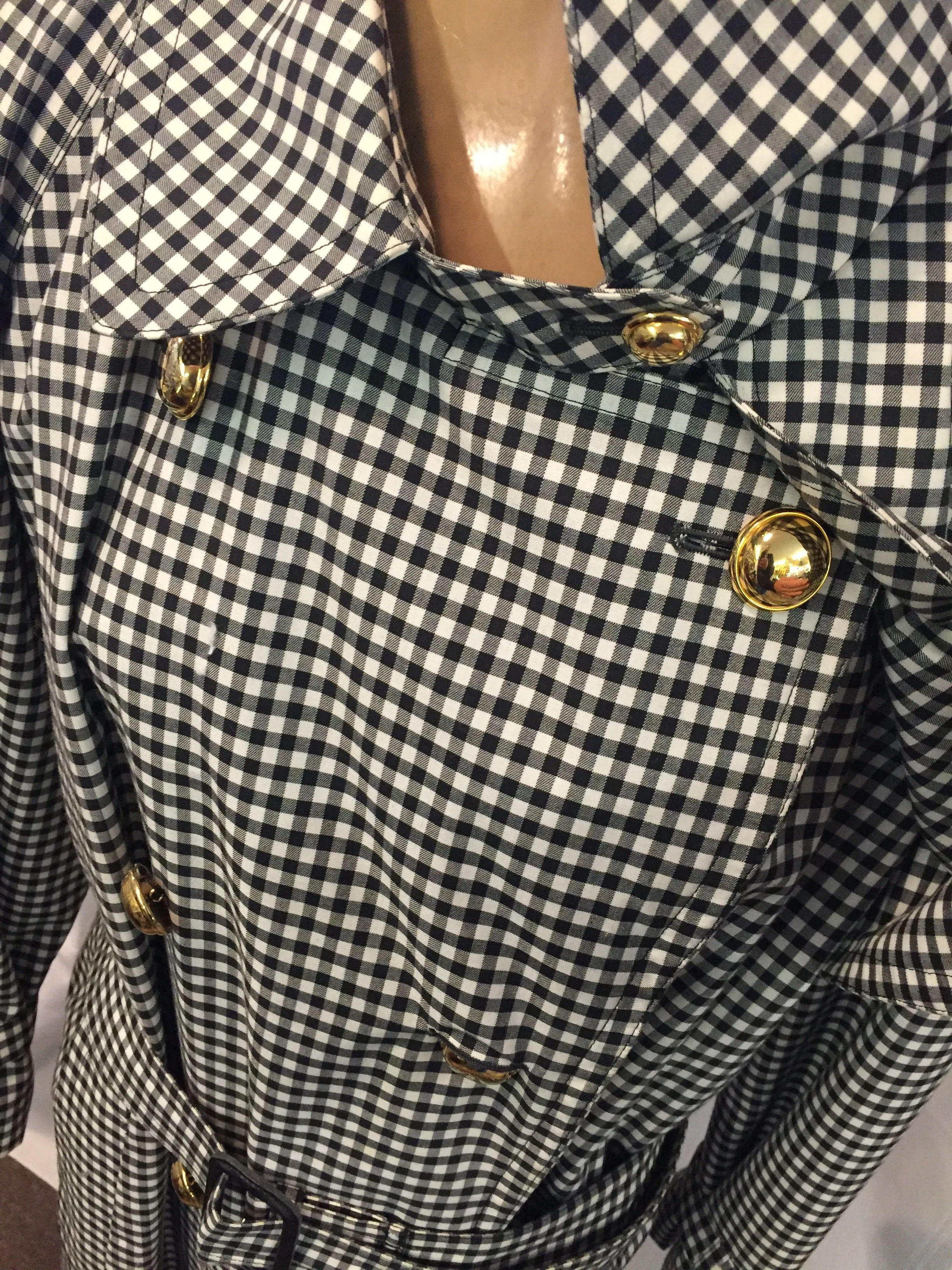 Vintage 1980's Aquascutum Of London Black & White Checkered Ladies Water Proof