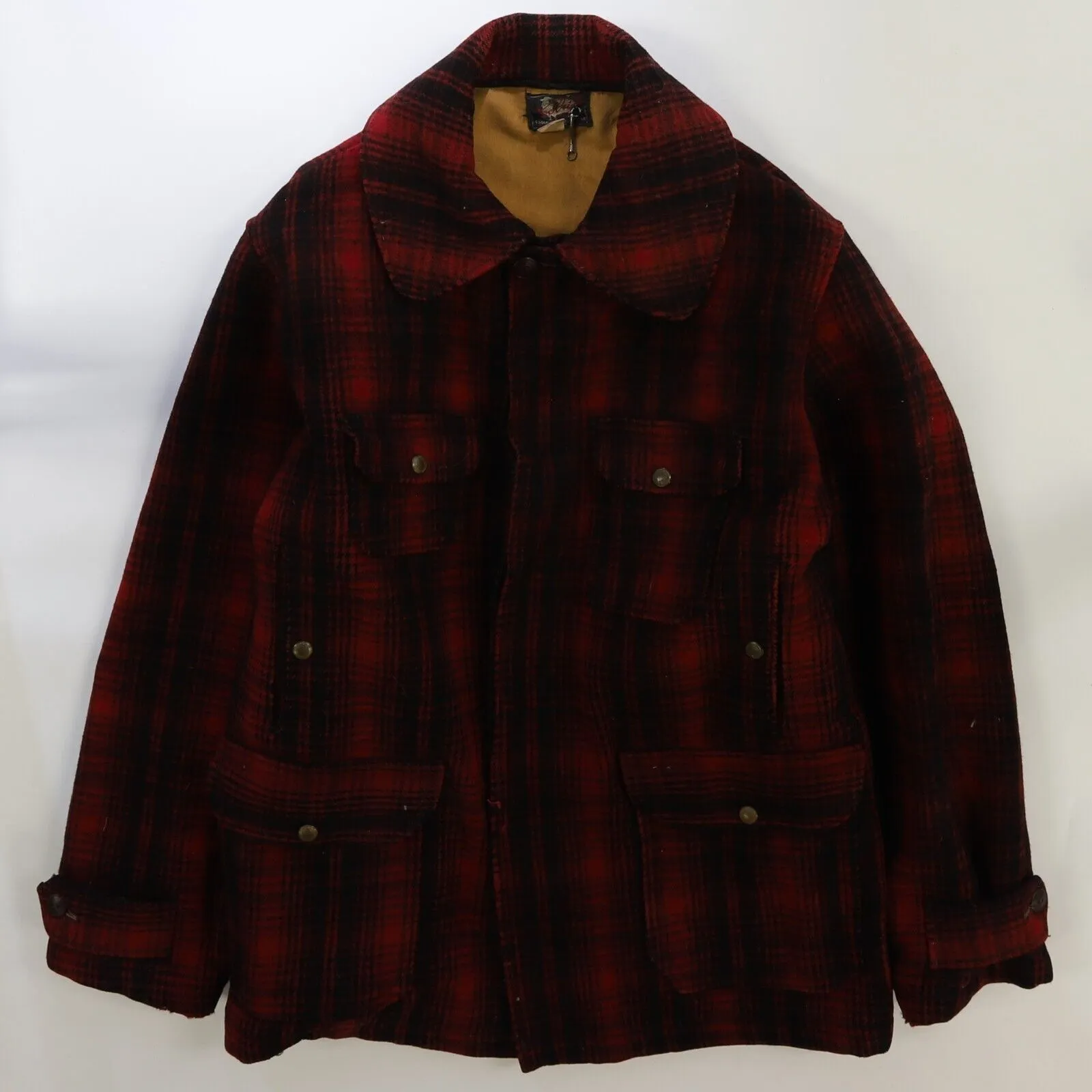 Vintage Woolrich Mackinaw Hunting Wool Coat Jacket Size 44 Plaid