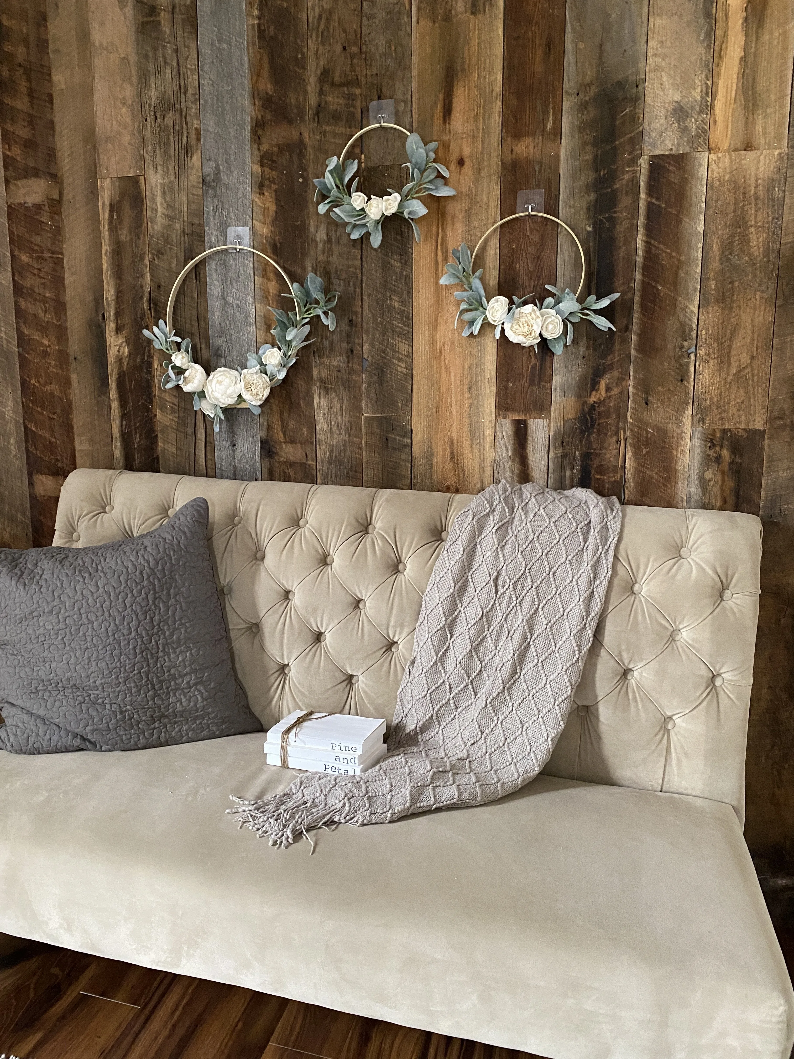 Wall Hoops - Natural Wood Sola Flowers and Greenery - Set of 3