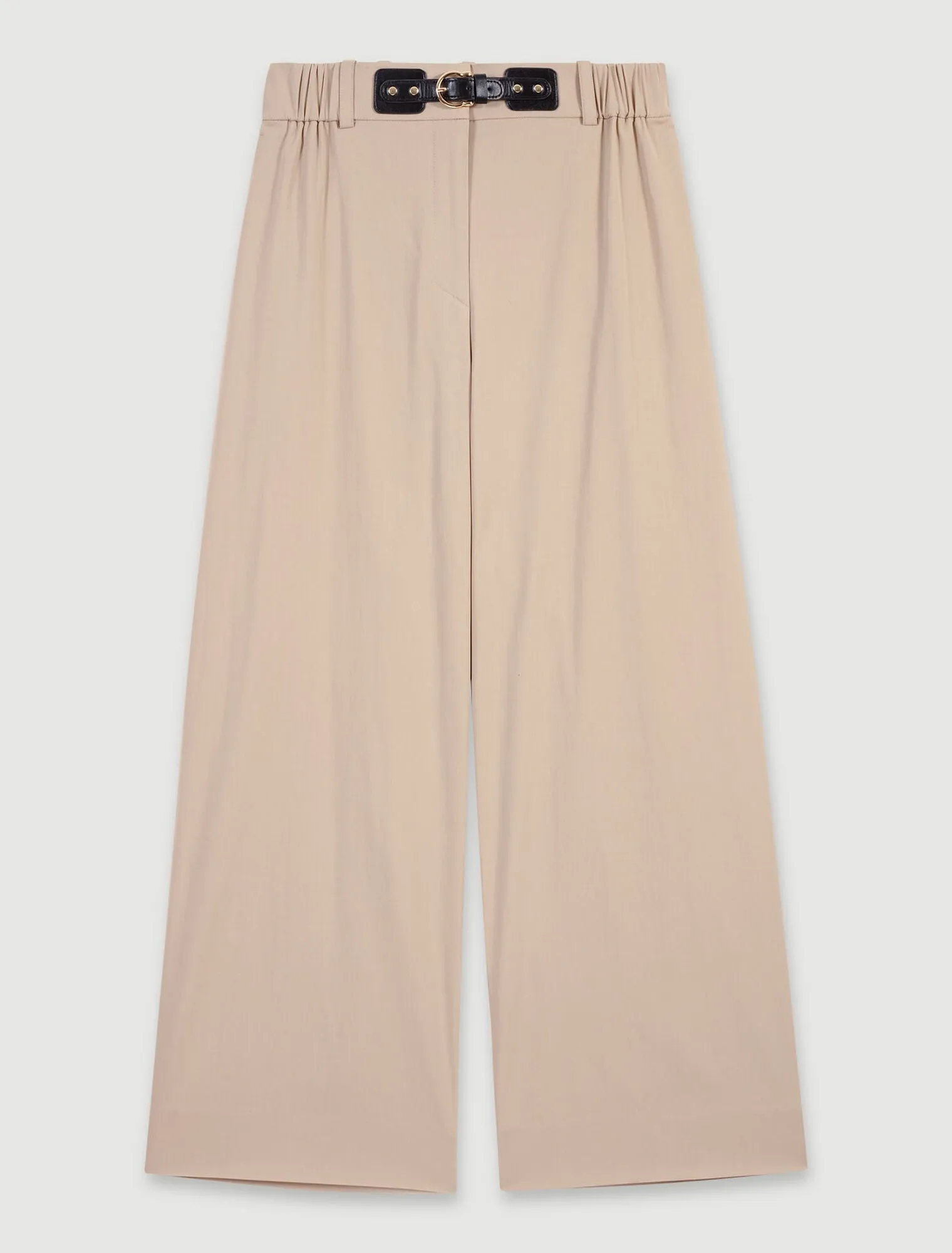 Wide-leg cotton trousers