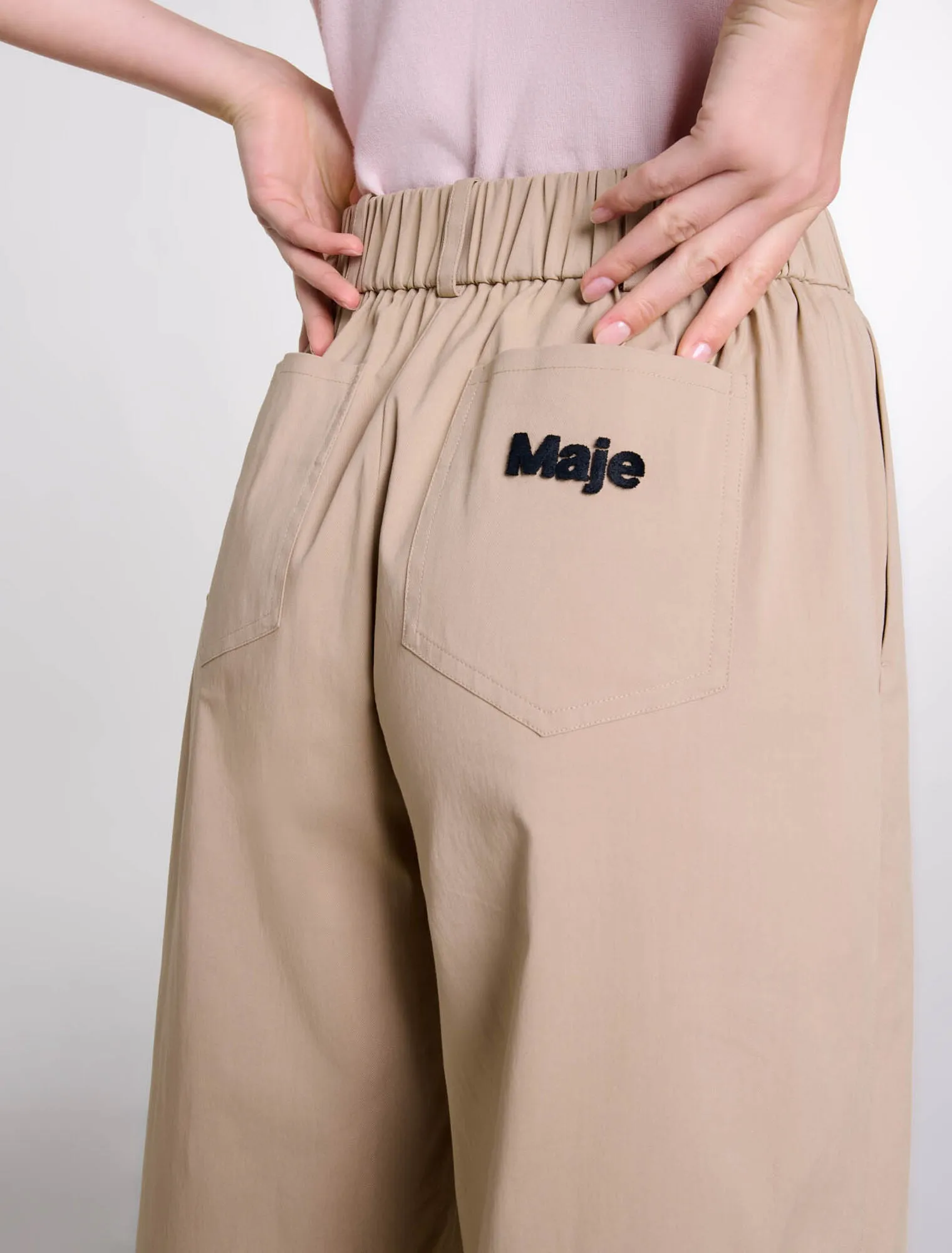 Wide-leg cotton trousers