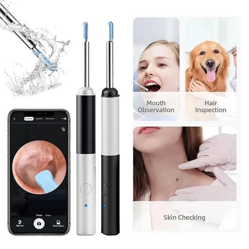 Wireless Otoscope 3.5mm Ultra-Thin WiFi Ear Scope Camera with Earwax