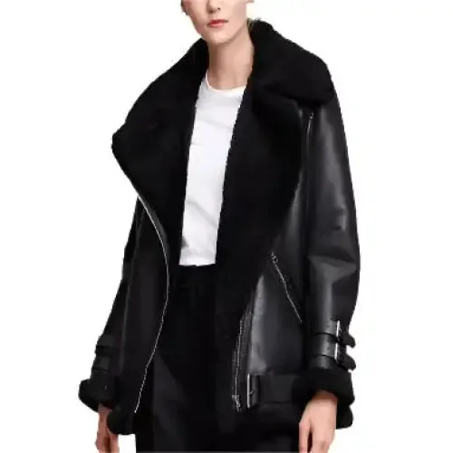 Women's Black B3 Bomber Leather Jacket – Warm & Classic Aviator Style