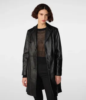 Women's Button Down Leather Coat
