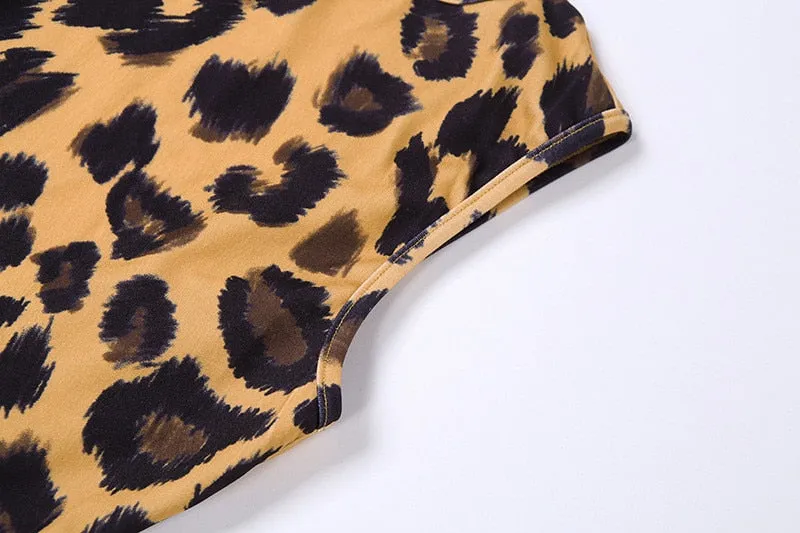 Womens Sexy Leopard Print Backless Dress SIZE S-L