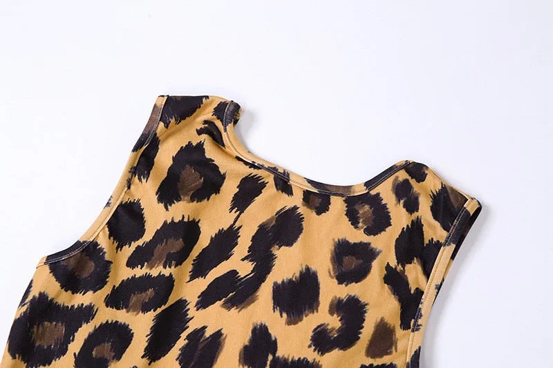 Womens Sexy Leopard Print Backless Dress SIZE S-L