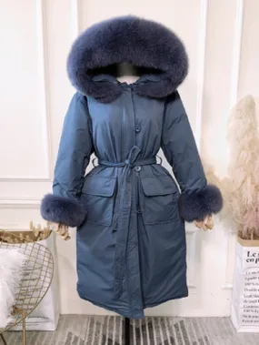 Women's Winter Hooded Long Down Parka With Fox Fur